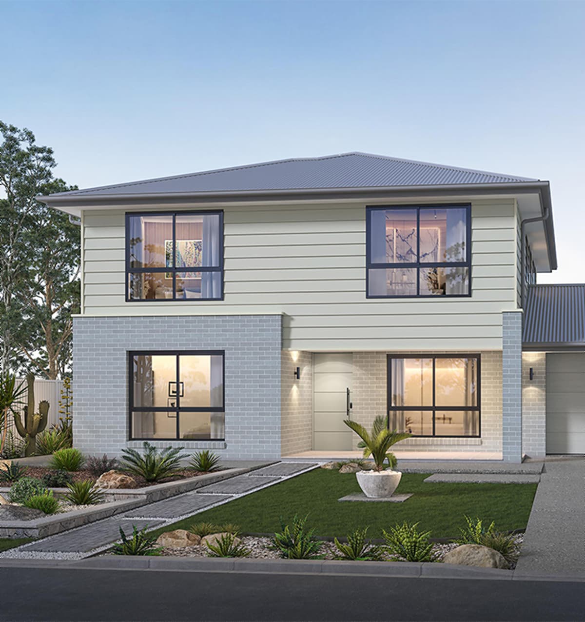 Riverside double storey house design facade