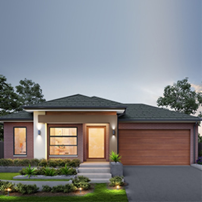 Sunset single storey house design facade by Sattva Homes
